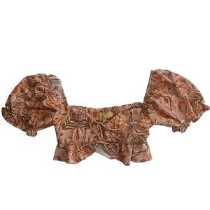 Dazey LA Tie Front Cropped Blouse – Floral pattern – Y2K Style XS NWOT